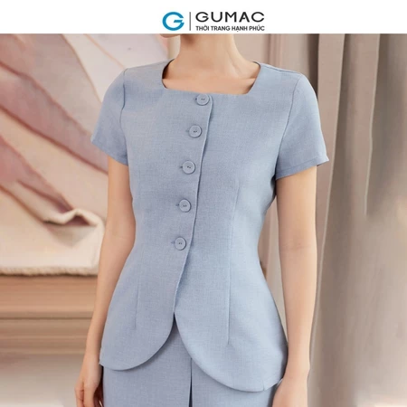 Set lẻ Áo kiểu cổ vuông thời trang GUMAC AE10006 - Chân váy chiết ly trước thời trang GUMAC VE10007